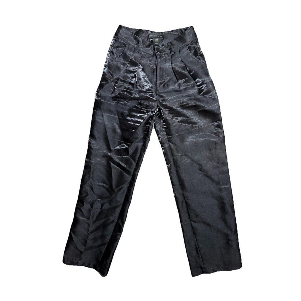 House of Harlow 1960 Black Revolve Linor High Waist Shiny Organza Slacks Size XS